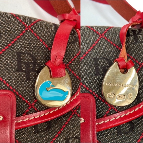 Dooney & Bourke Signature Mini Crossbody with Red Leather Trim and Strap New - Picture 11 of 13